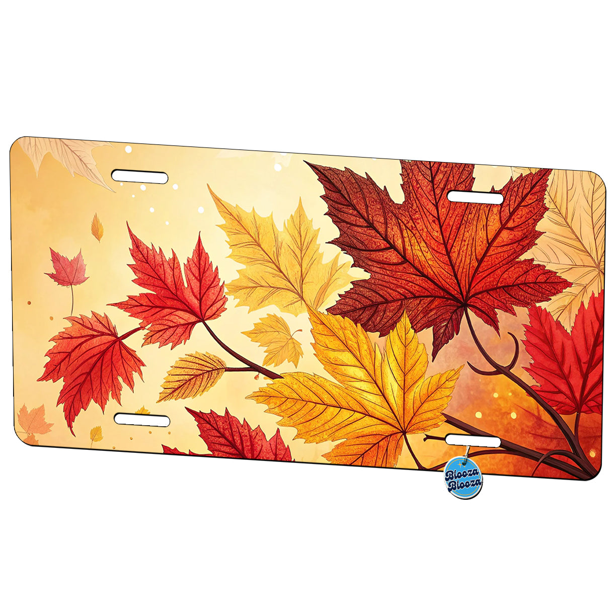 Fall Autumn Leaves Design Metal Vanity Novelty Tag License Plate for Trucks Cars SUVs