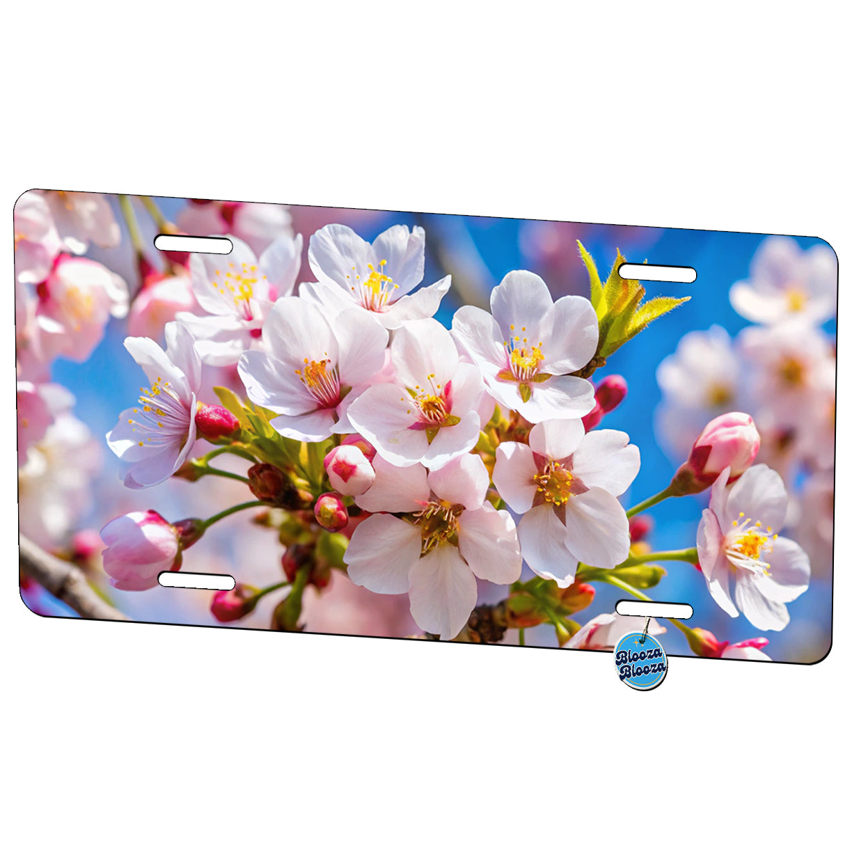 Flowering Cherry Tree Branch Metal Vanity Novelty Tag License Plate for Trucks Cars SUVs