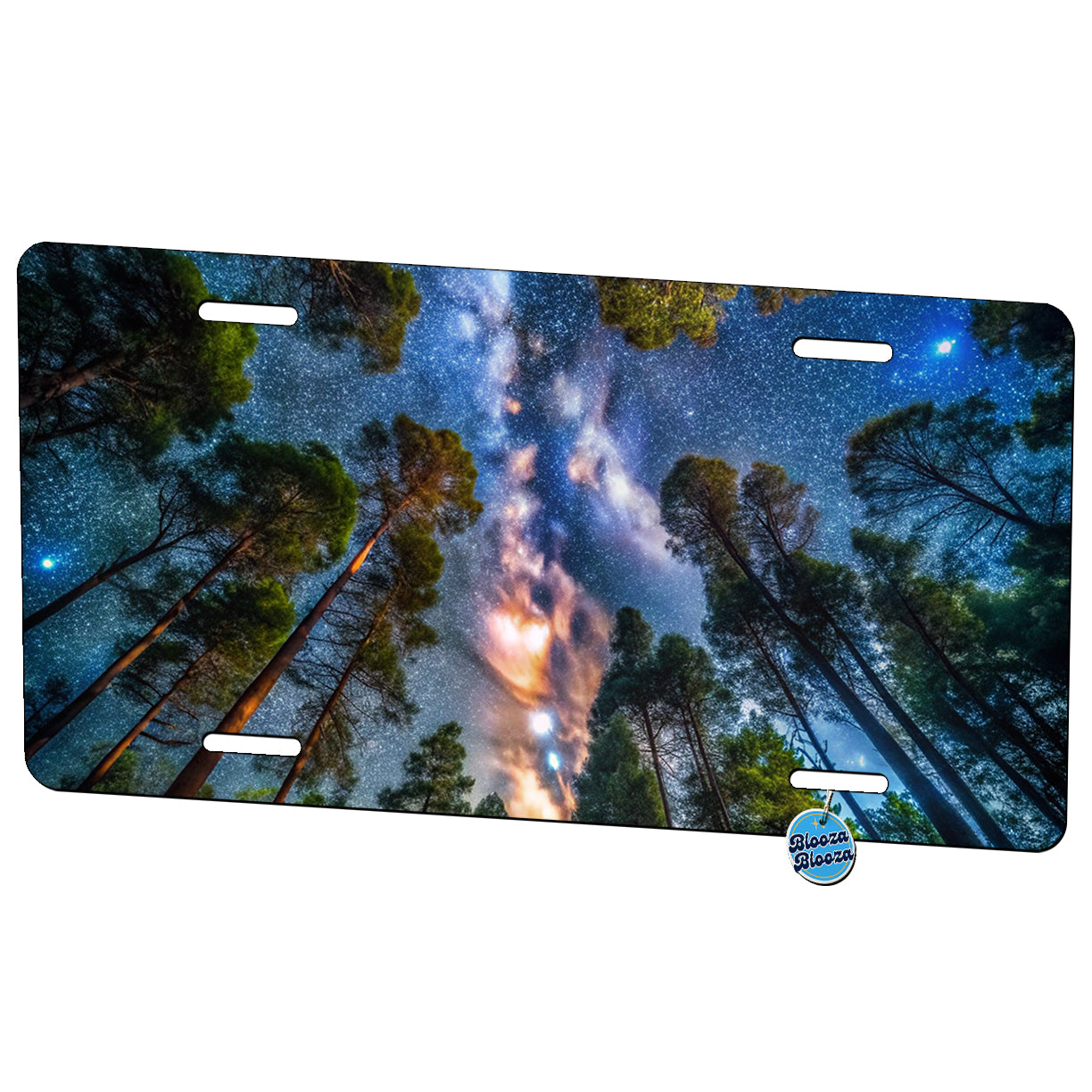 Forest Trees and Starry Night Sky Metal Vanity Novelty Tag License Plate for Trucks Cars SUVs