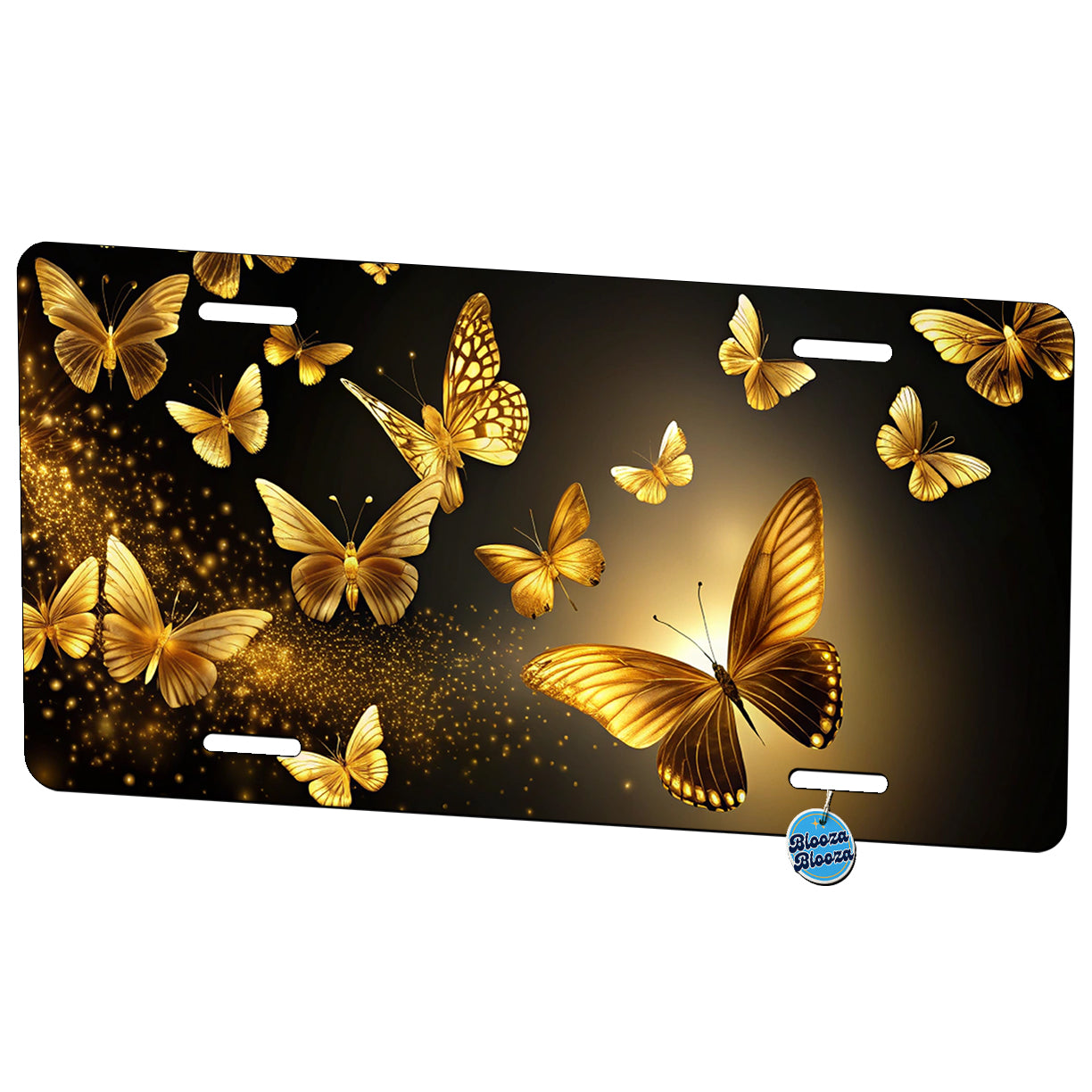 Gold Butterflies Flying Metal Vanity Novelty Tag License Plate for Trucks Cars SUVs