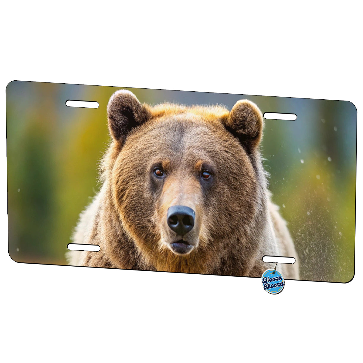 Grizzly Bear Chasing You Metal Vanity Novelty Tag License Plate for Trucks Cars SUVs