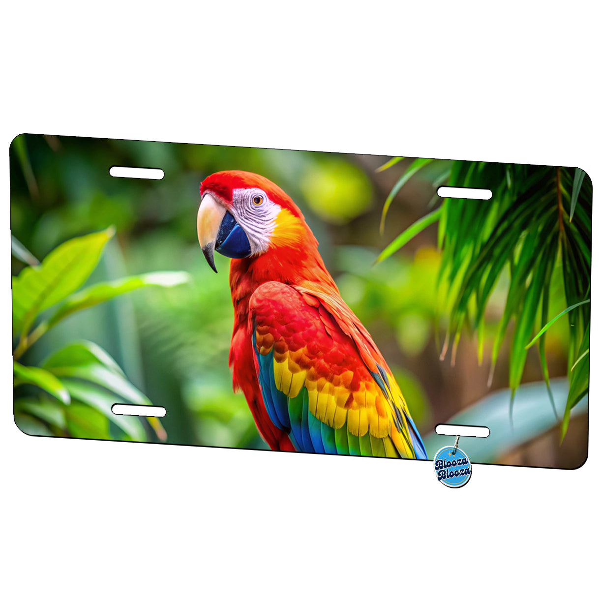 Macaw Parrot Bird On Branch Metal Vanity Novelty Tag License Plate for Trucks Cars SUVs