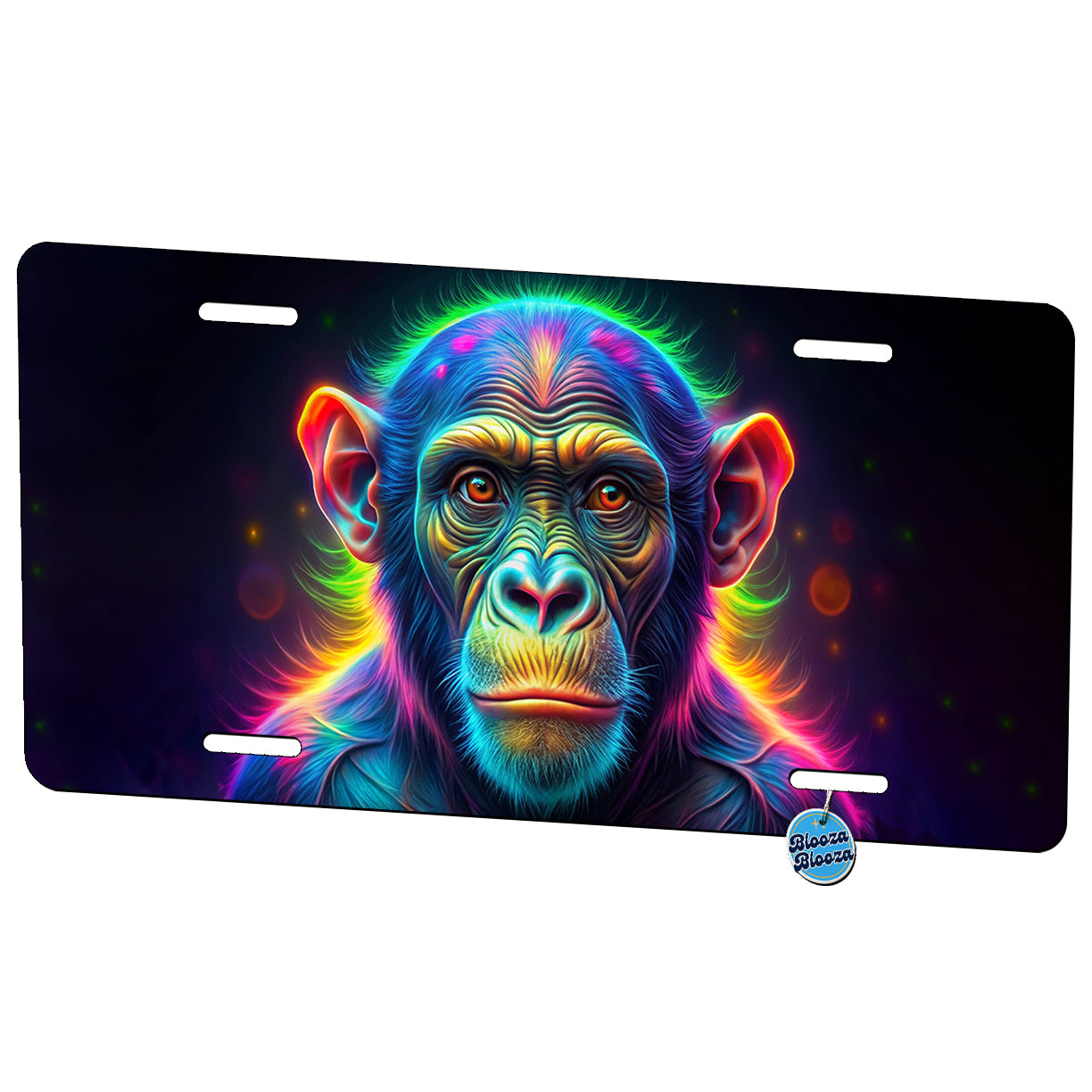Neon Chimpanzee Monkey Metal Vanity Novelty Tag License Plate for Trucks Cars SUVs