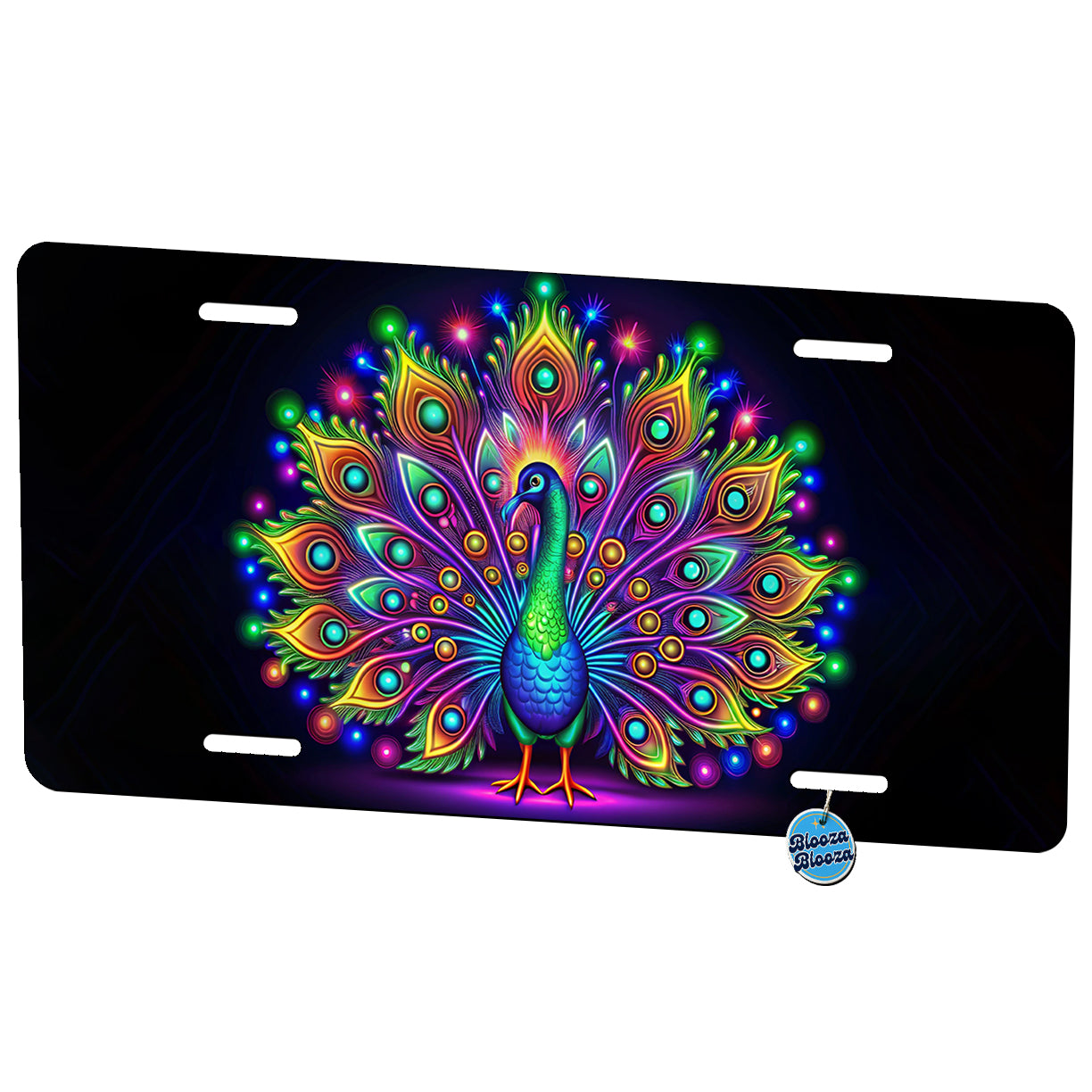 Neon Peacock Metal Vanity Novelty Tag License Plate for Trucks Cars SUVs