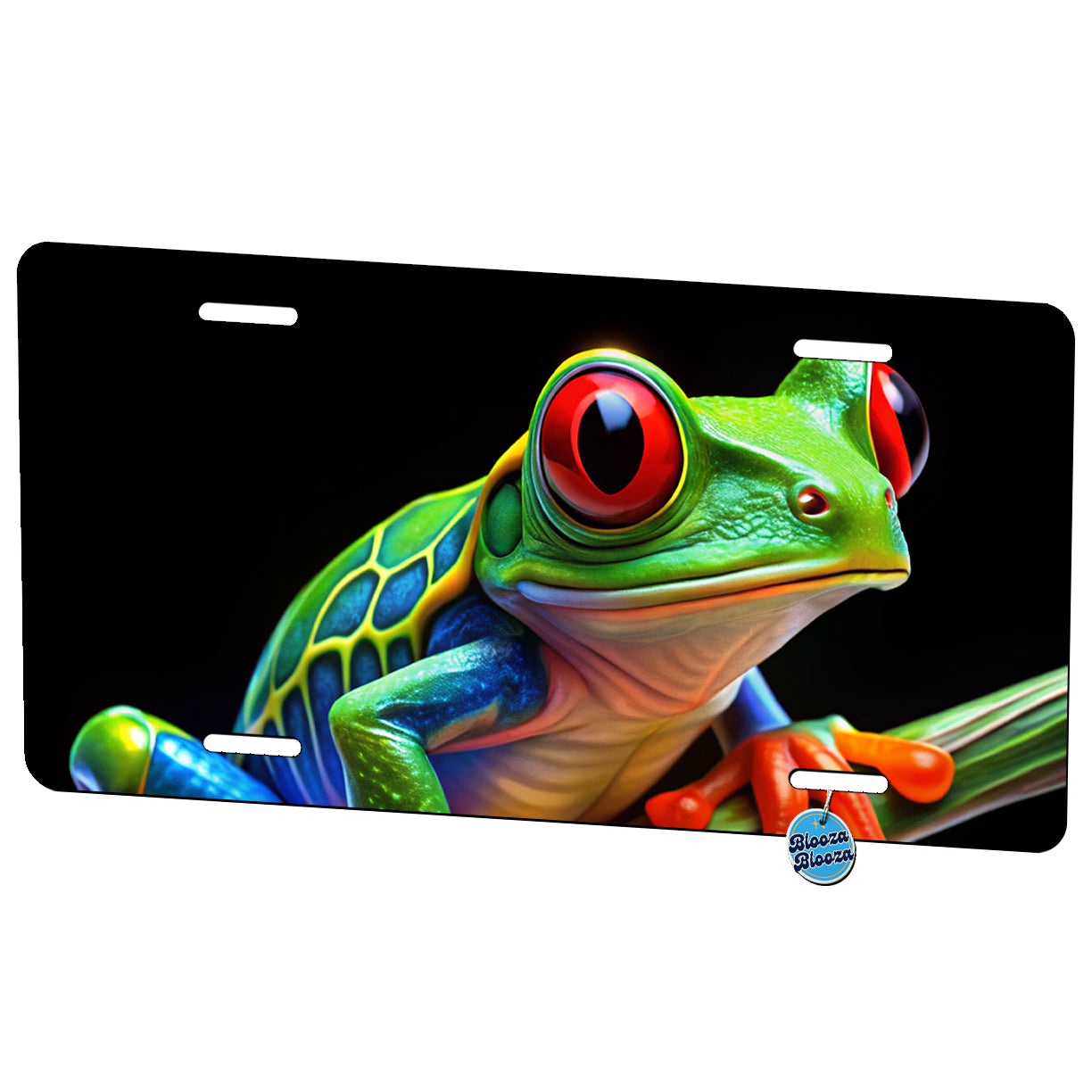 Neon Red-Eyed Tree Frog Metal Vanity Novelty Tag License Plate for Trucks Cars SUVs