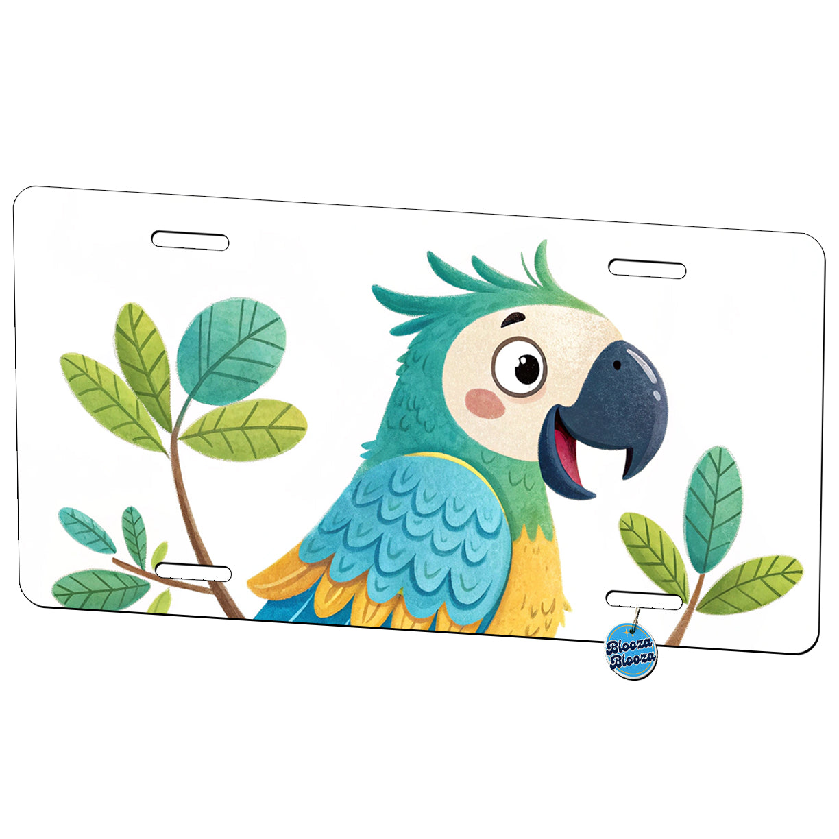 Parrot Children's Illustration Style Metal Vanity Novelty Tag License Plate for Trucks Cars SUVs