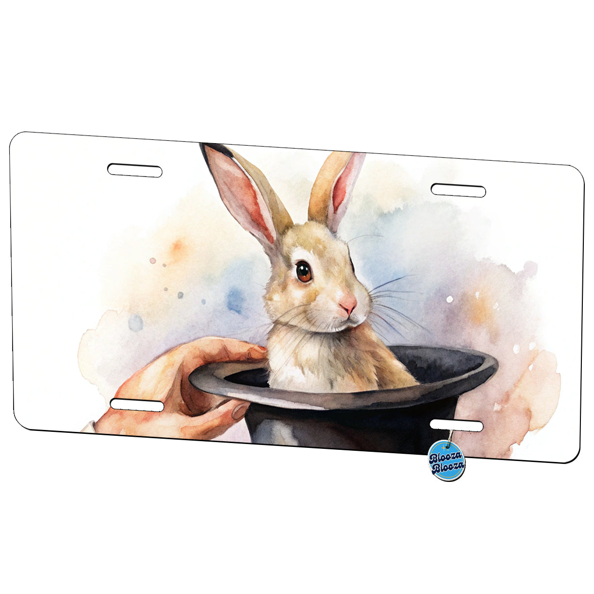 Rabbit Being Pulled Out Of A Magician's Hat Metal Vanity Novelty Tag License Plate for Trucks Cars SUVs