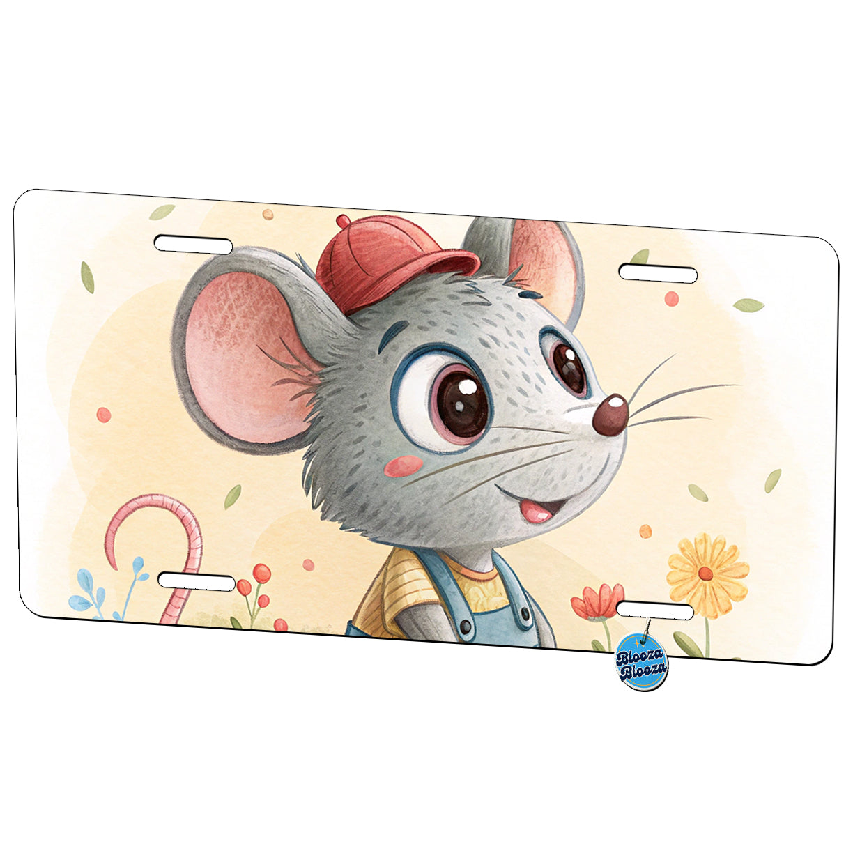 Rat Children's Illustration Style Metal Vanity Novelty Tag License Plate for Trucks Cars SUVs