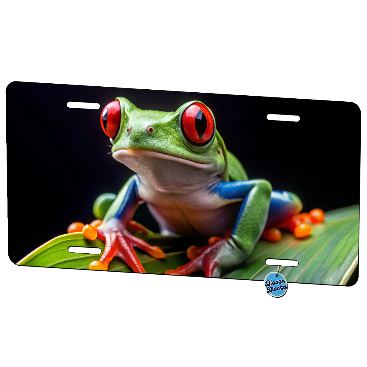 Red Eyed Tree Frog On Leaf Metal Vanity Novelty Tag License Plate for Trucks Cars SUVs
