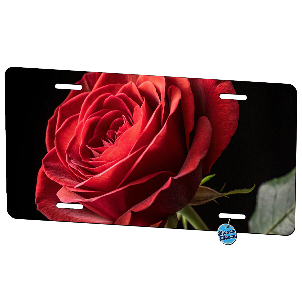 Red Rose On Black Background Metal Vanity Novelty Tag License Plate for Trucks Cars SUVs