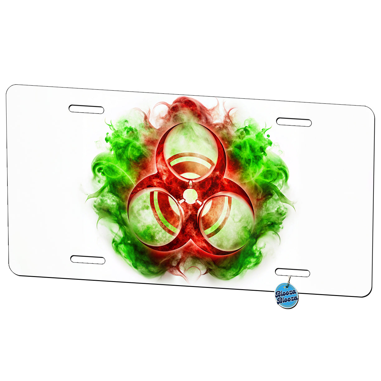 Red Zombie Outbreak Symbol With Green Toxic Gas Metal Vanity Novelty Tag License Plate for Trucks Cars SUVs