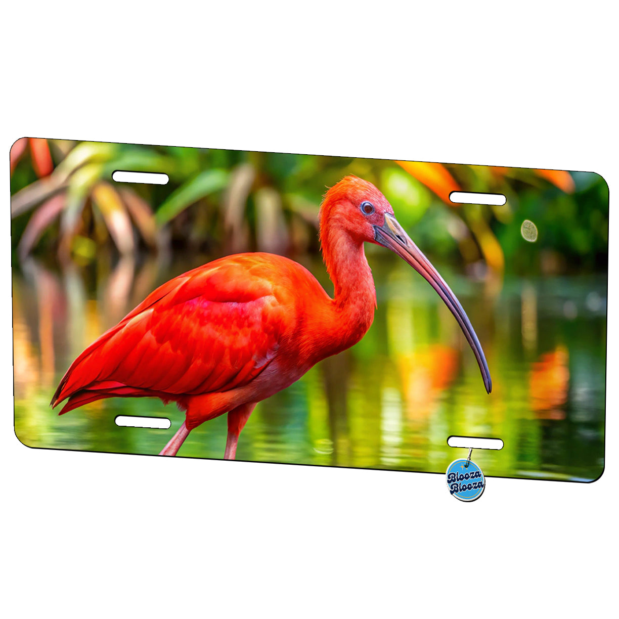 Scarlet Red Ibis Tropical Bird Metal Vanity Novelty Tag License Plate for Trucks Cars SUVs