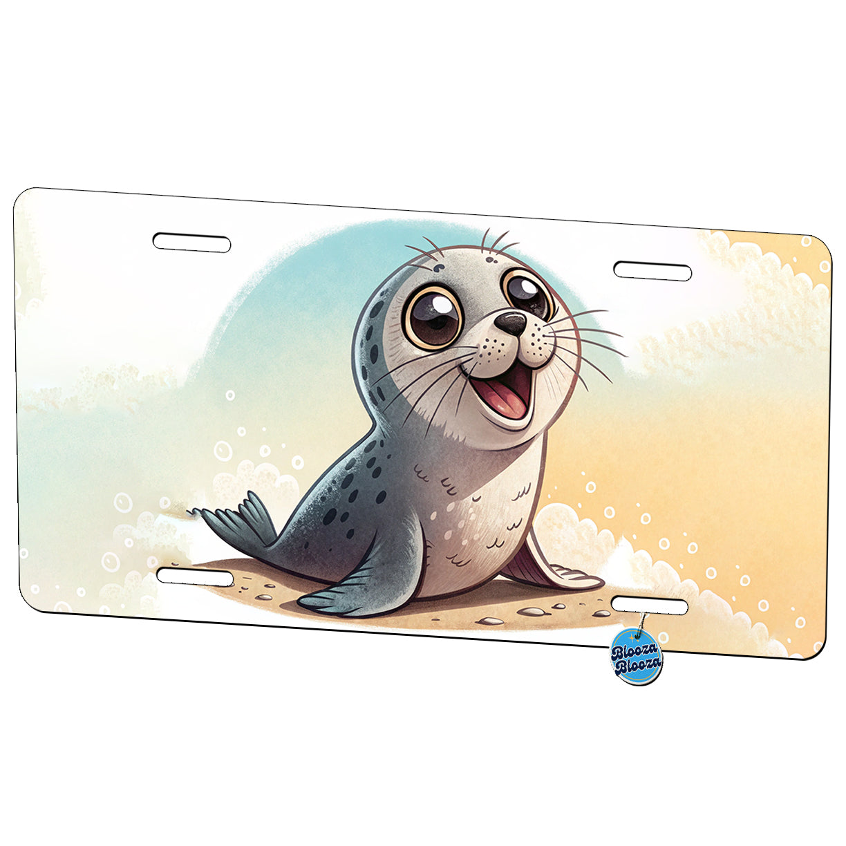 Seal Children's Illustration Style Metal Vanity Novelty Tag License Plate for Trucks Cars SUVs