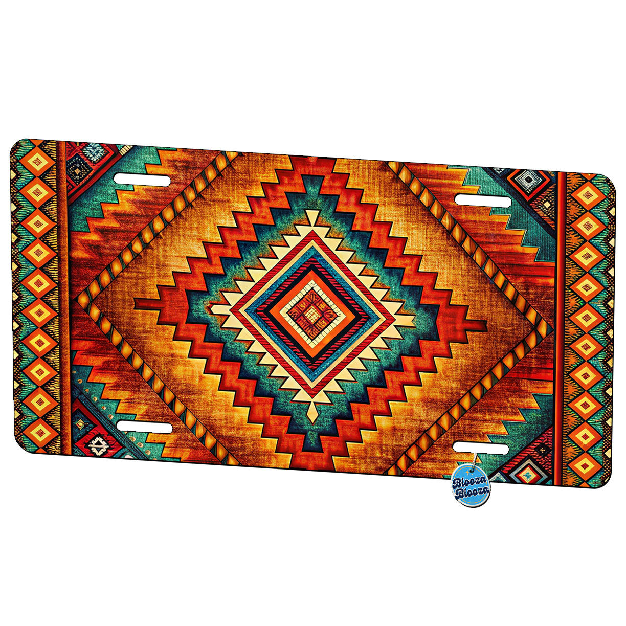Southwestern Tribal Pattern Design Metal Vanity Novelty Tag License Plate for Trucks Cars SUVs