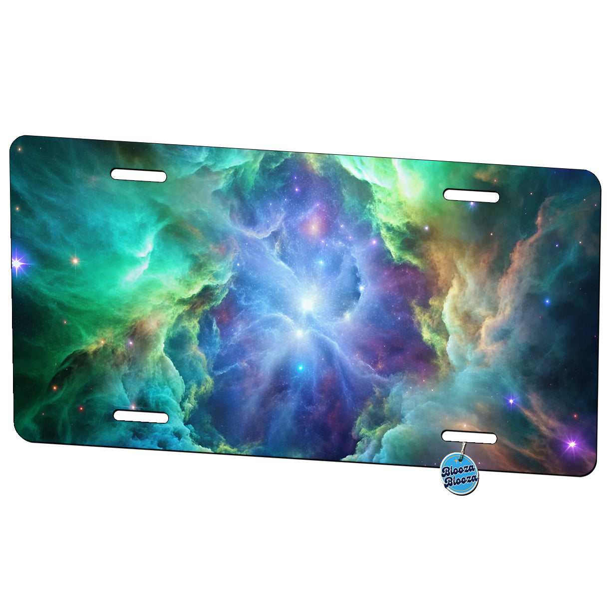 Space Galaxy Nebula Blue Purple Green Metal Vanity Novelty Tag License Plate for Trucks Cars SUVs