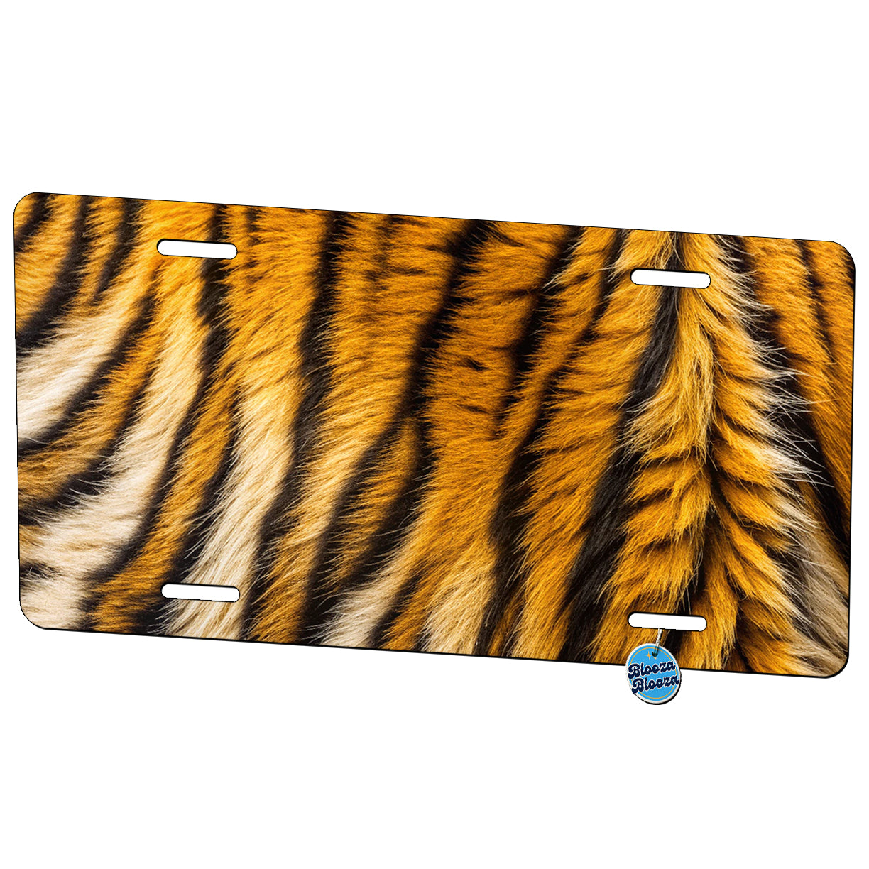 Tiger Stripes Fur Pattern Metal Vanity Novelty Tag License Plate for Trucks Cars SUVs