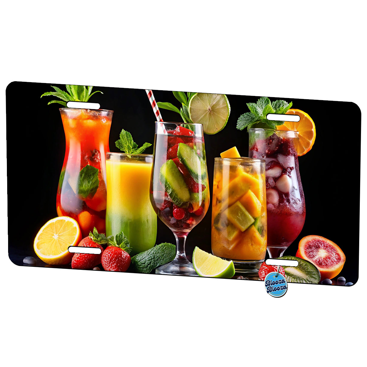 Tropical Fruity Drinks Metal Vanity Novelty Tag License Plate for Trucks Cars SUVs