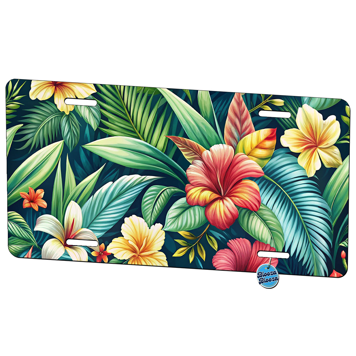 Tropical Hibiscus Pastel Floral Pattern Metal Vanity Novelty Tag License Plate for Trucks Cars SUVs
