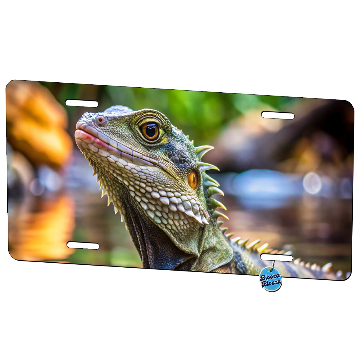 Water Dragon Lizard Reptile Metal Vanity Novelty Tag License Plate for Trucks Cars SUVs