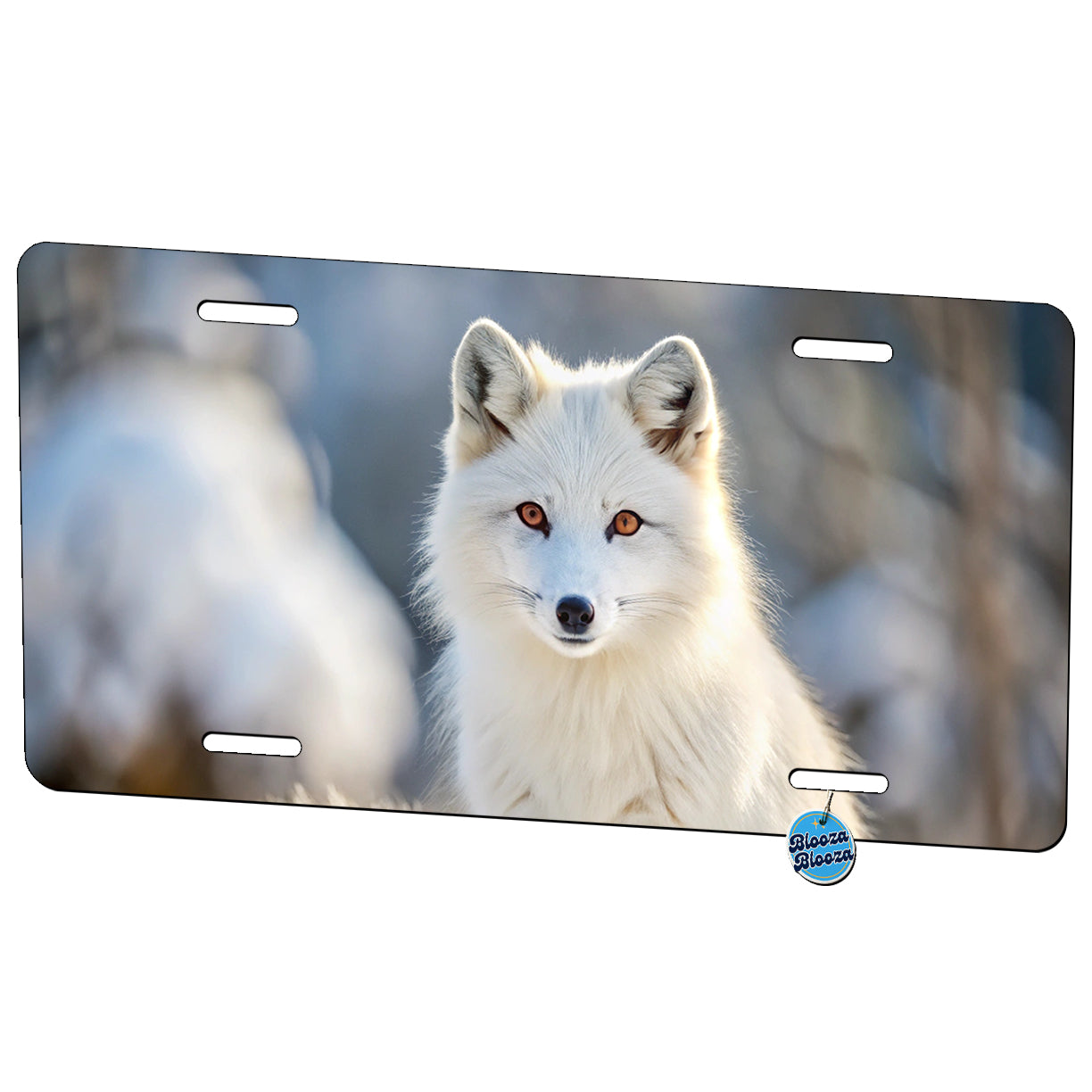 White Arctic Fox In The Snow Metal Vanity Novelty Tag License Plate for Trucks Cars SUVs