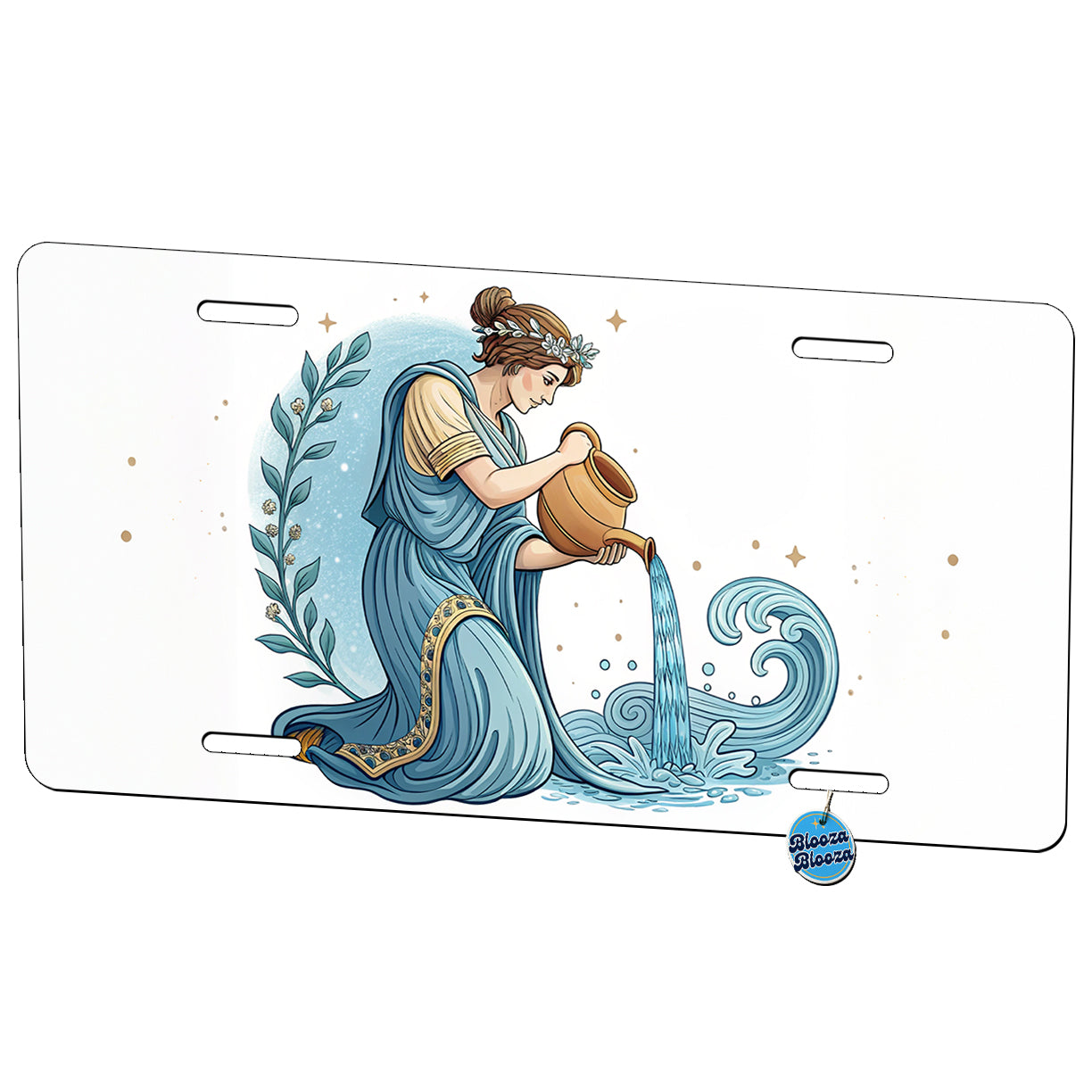 Zodiac Horoscope Symbol Aquarius Water Bearer Metal Vanity Novelty Tag License Plate for Trucks Cars SUVs