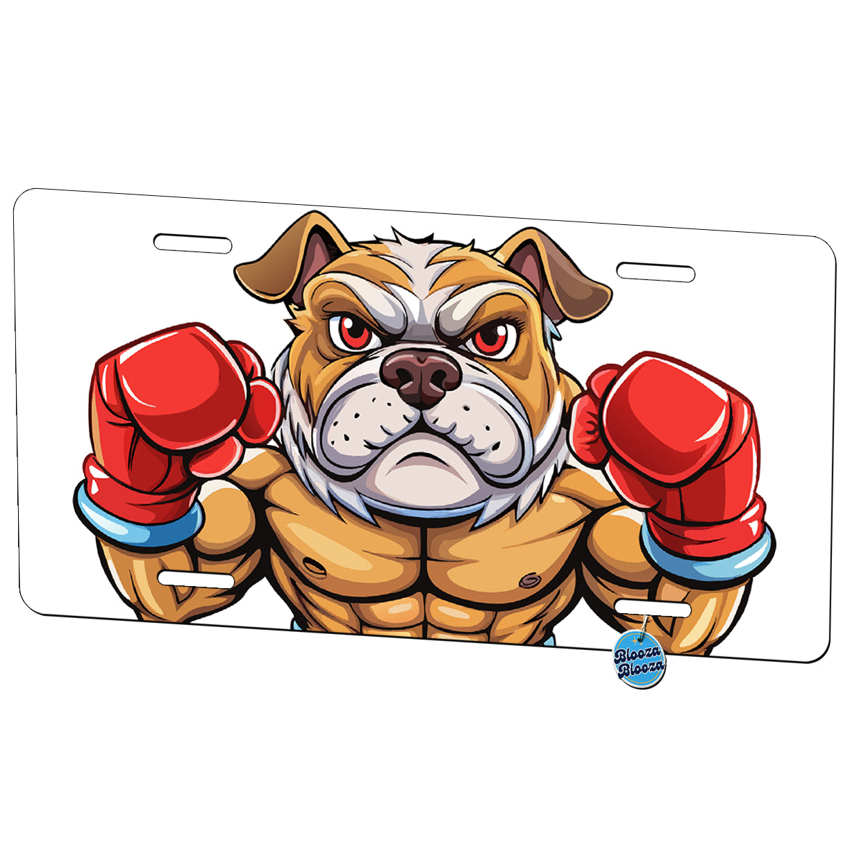 Fighting Bulldog Mascot With Boxing Gloves Metal Vanity Novelty Tag License Plate for Trucks Cars SUVs