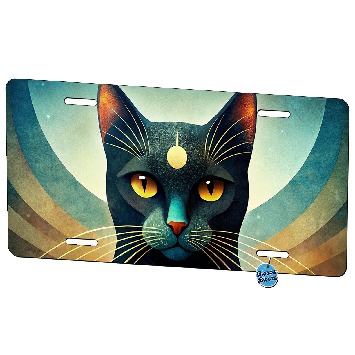 Black Cat Abstract Stylized Art Metal Vanity Novelty Tag License Plate for Trucks Cars SUVs