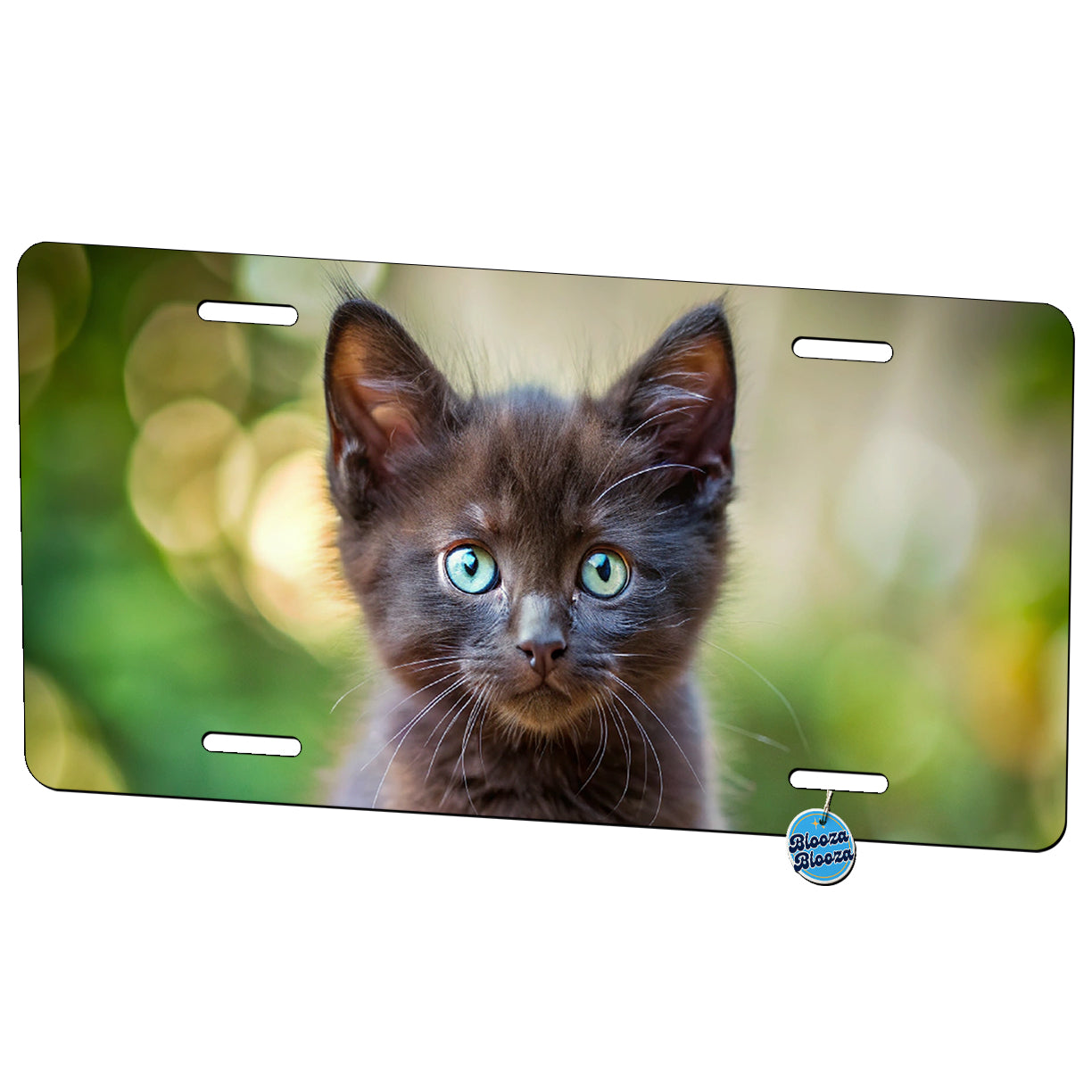 Black Cat Kitten Photo Metal Vanity Novelty Tag License Plate for Trucks Cars SUVs