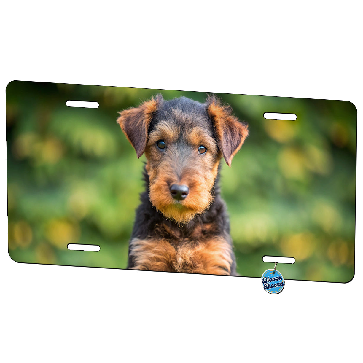 Airedale Terrier Dog Puppy Photo Metal Vanity Novelty Tag License Plate for Trucks Cars SUVs
