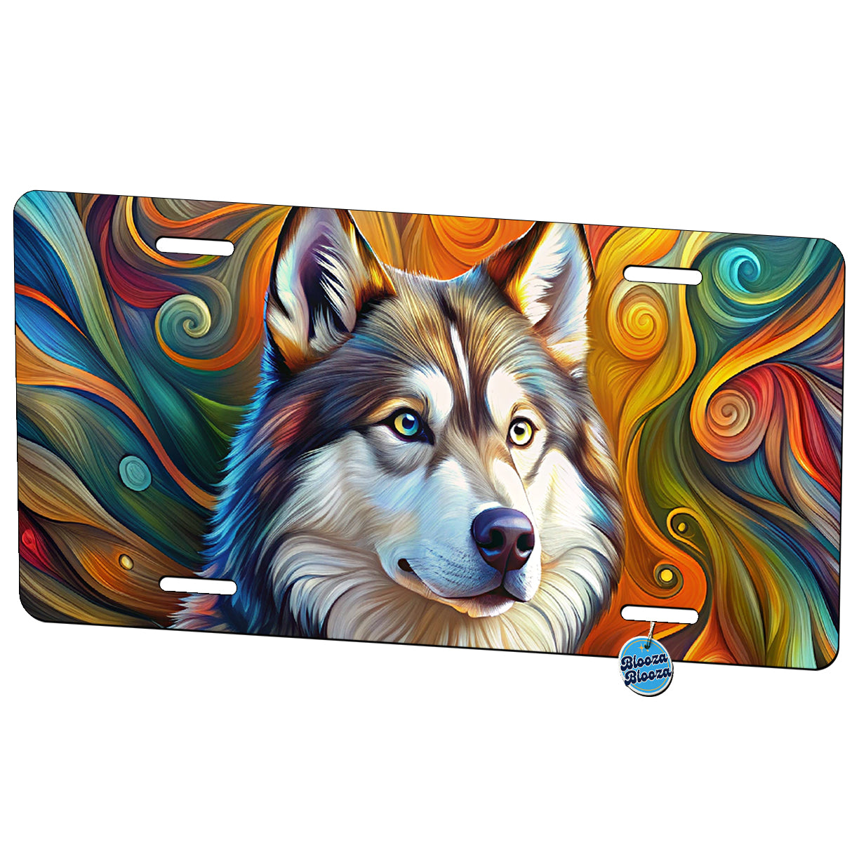 Alaskan Malamute Dog Abstract Art Metal Vanity Novelty Tag License Plate for Trucks Cars SUVs