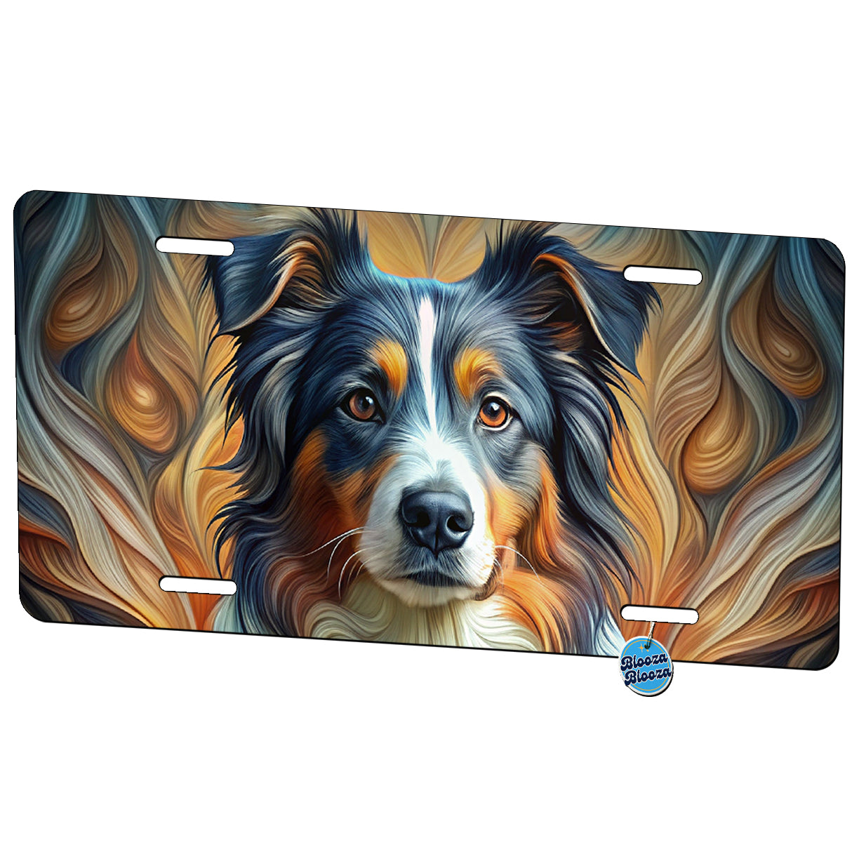 Australian Shepherd Dog Abstract Art Metal Vanity Novelty Tag License Plate for Trucks Cars SUVs