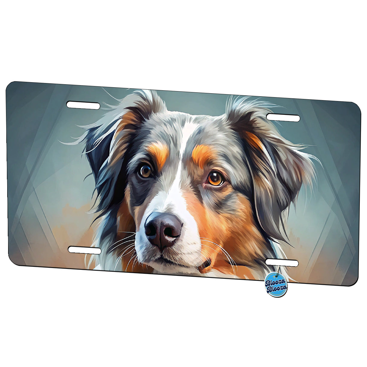 Australian Shepherd Dog Contemporary Art Metal Vanity Novelty Tag License Plate for Trucks Cars SUVs