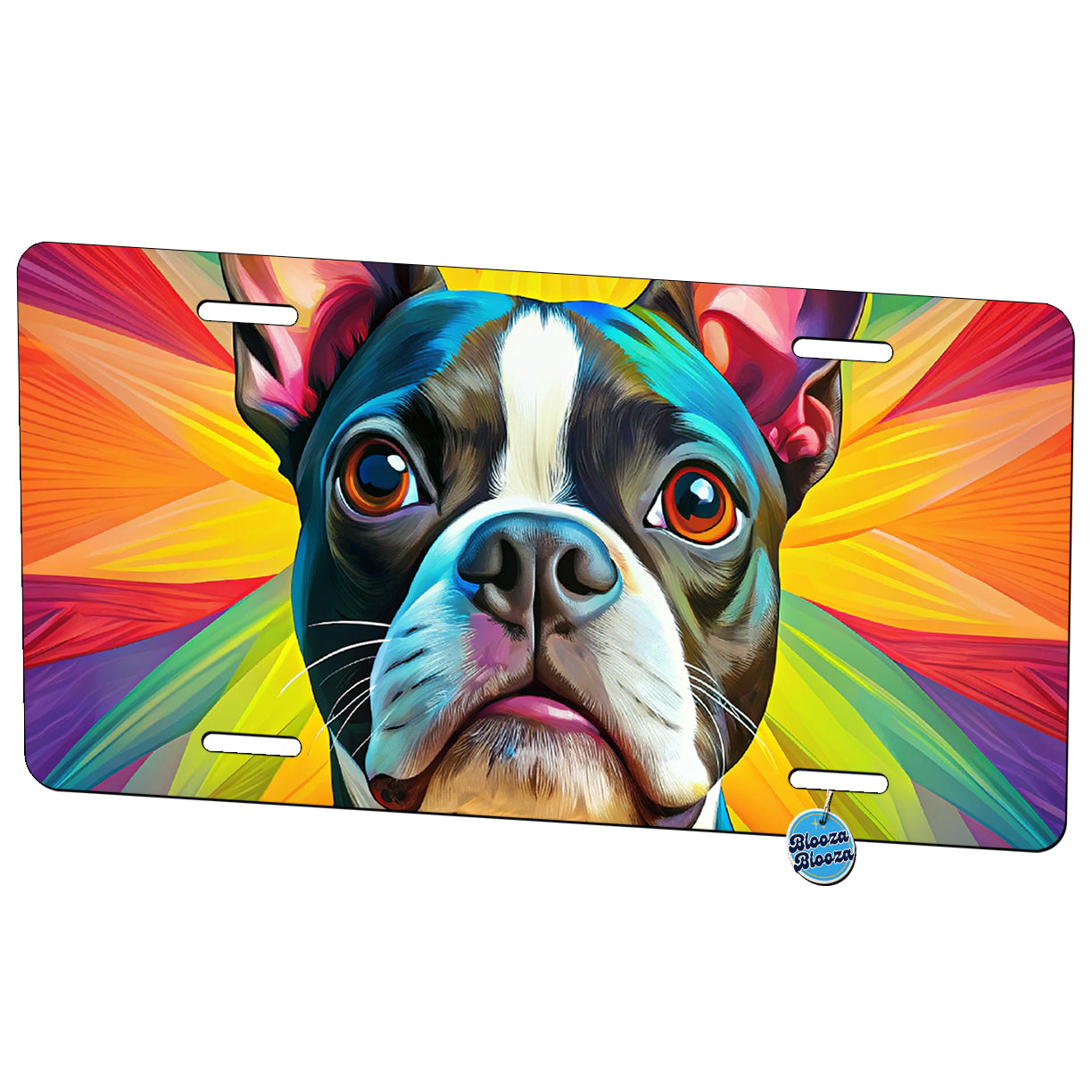 Boston Terrier Dog Pop Art Metal Vanity Novelty Tag License Plate for Trucks Cars SUVs