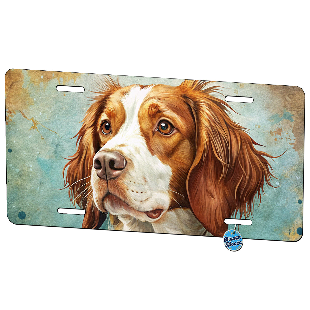 Brittany Spaniel Dog Art Nouveau Metal Vanity Novelty Tag License Plate for Trucks Cars SUVs
