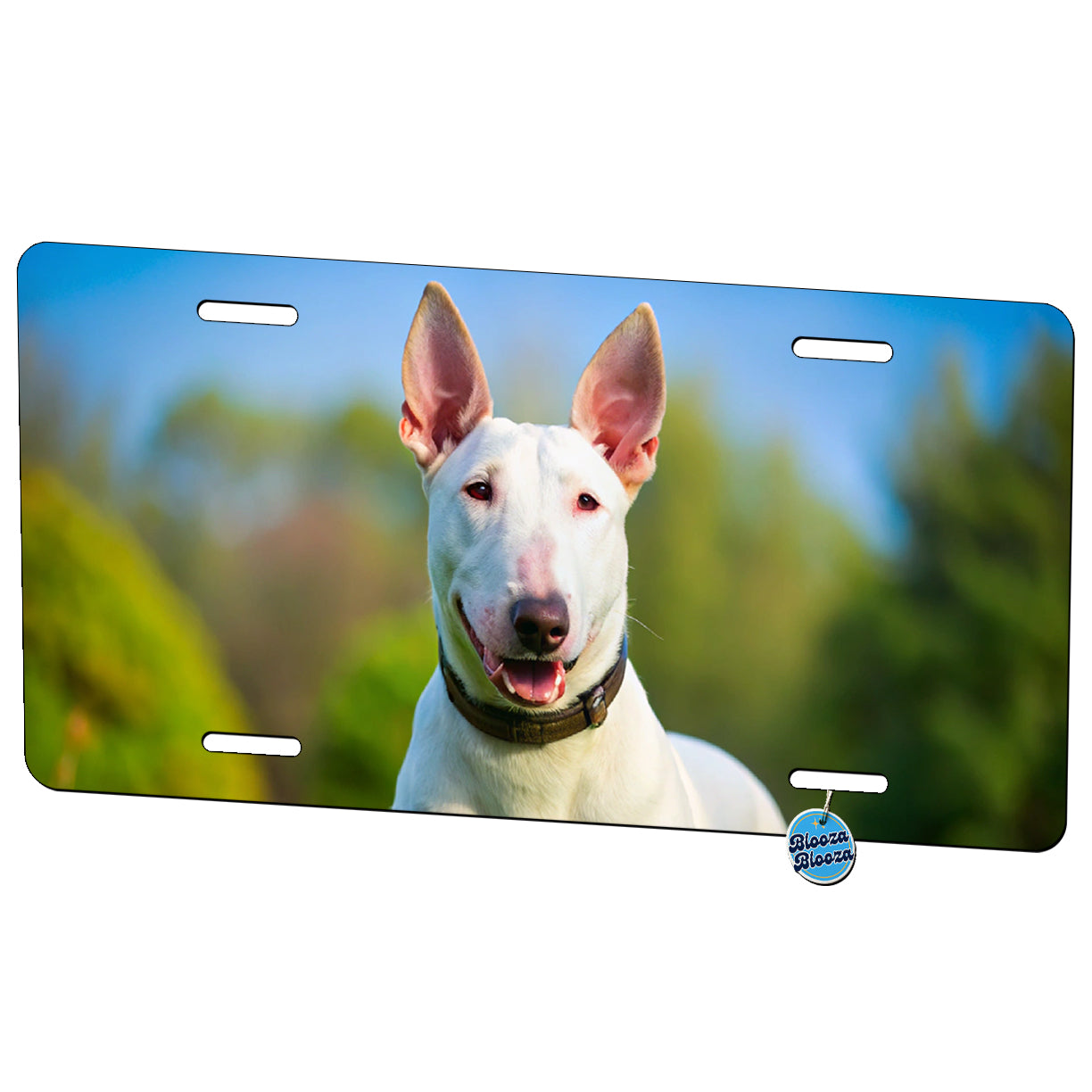 Bull Terrier Dog Photo Metal Vanity Novelty Tag License Plate for Trucks Cars SUVs