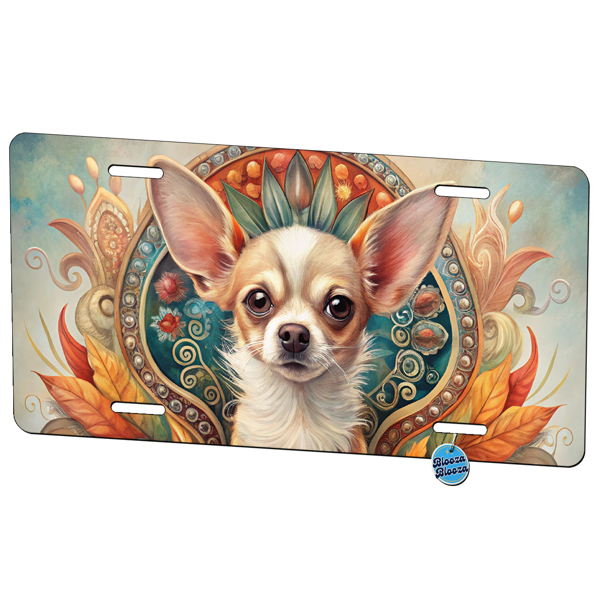 Chihuahua Dog Art Nouveau Metal Vanity Novelty Tag License Plate for Trucks Cars SUVs