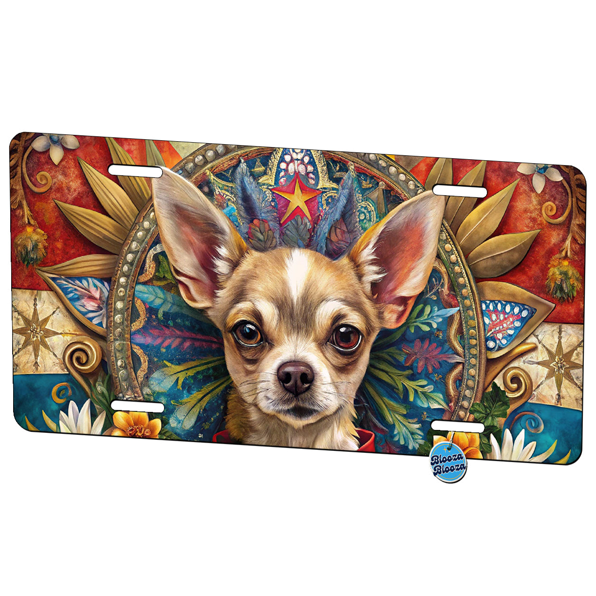 Chihuahua Dog French Bohemian Art Metal Vanity Novelty Tag License Plate for Trucks Cars SUVs