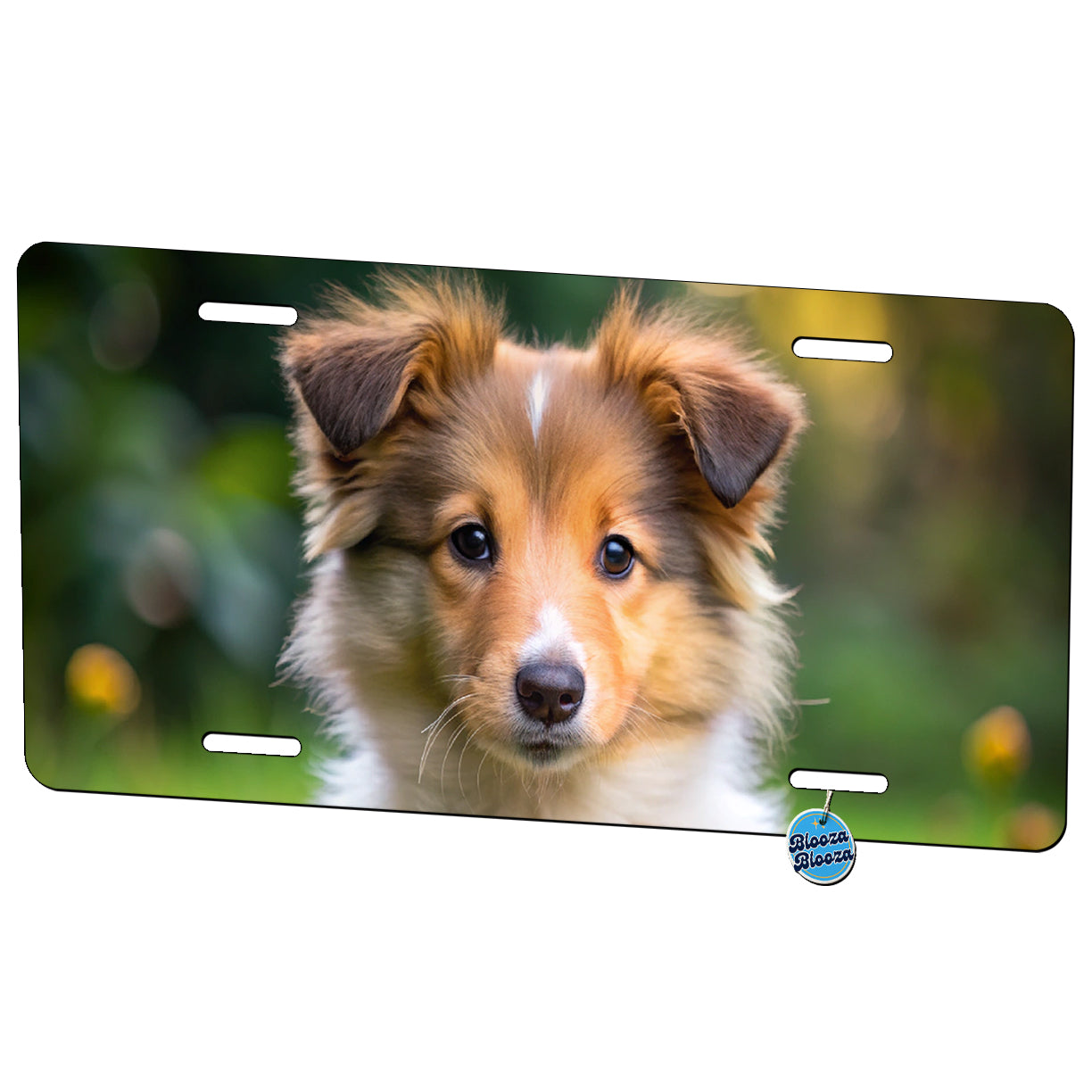 Collie Dog Puppy Photo Metal Vanity Novelty Tag License Plate for Trucks Cars SUVs
