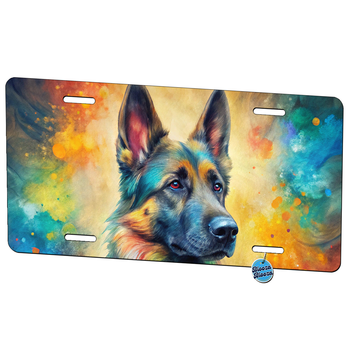 German Shepherd Dog Abstract Art Metal Vanity Novelty Tag License Plate for Trucks Cars SUVs