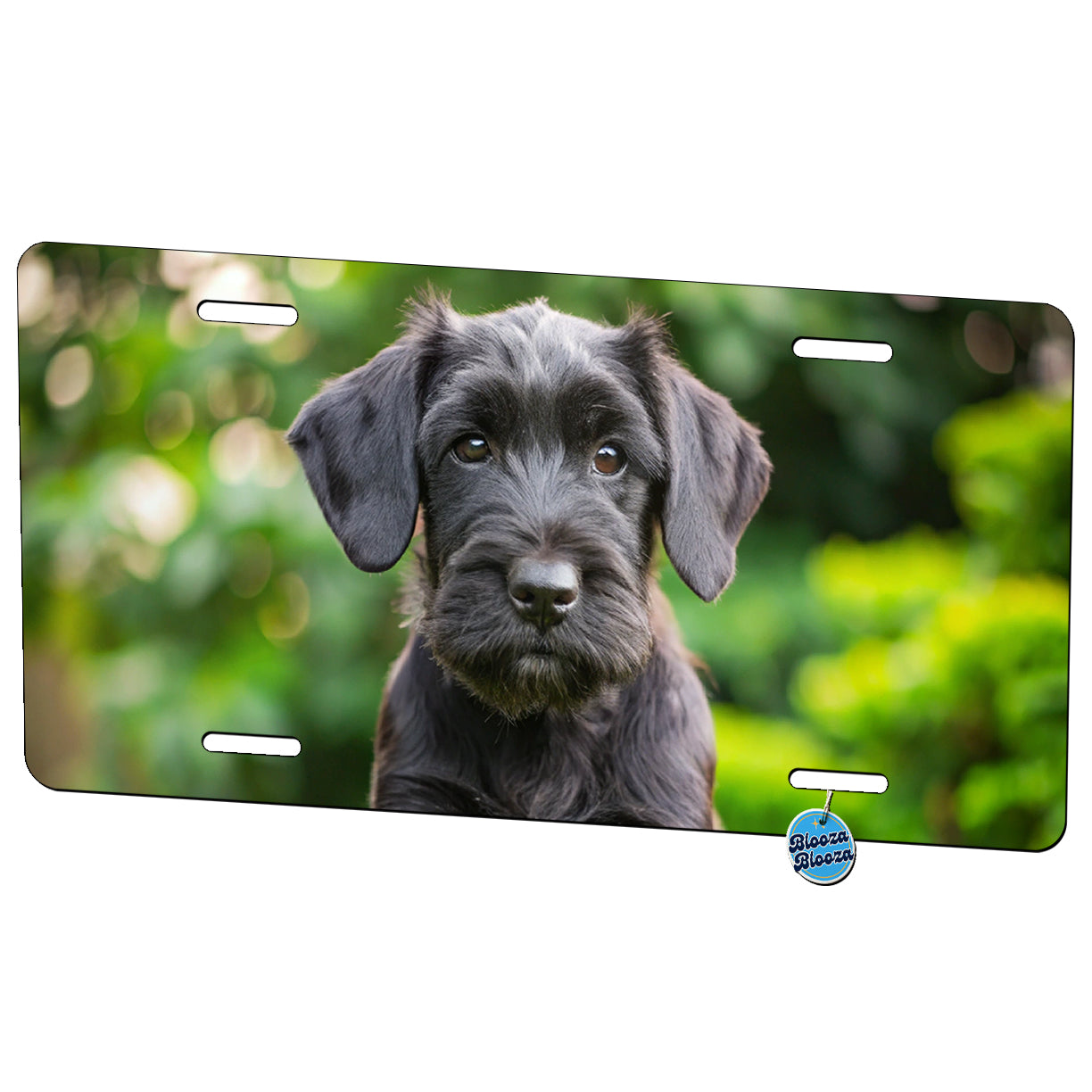 Giant Schnauzer Dog Puppy Photo Metal Vanity Novelty Tag License Plate for Trucks Cars SUVs