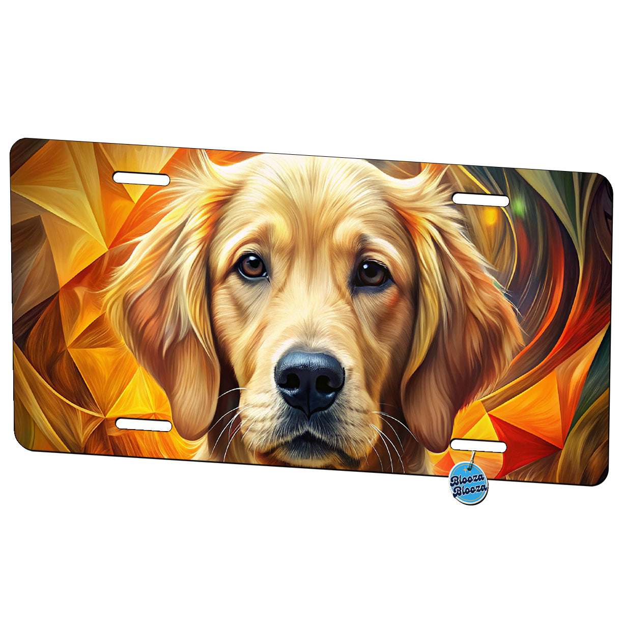 Golden Retriever Dog Abstract Art Metal Vanity Novelty Tag License Plate for Trucks Cars SUVs