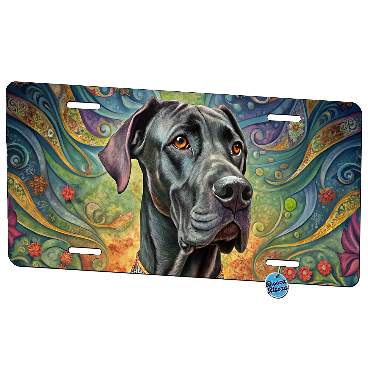 Great Dane Dog French Bohemian Art Metal Vanity Novelty Tag License Plate for Trucks Cars SUVs