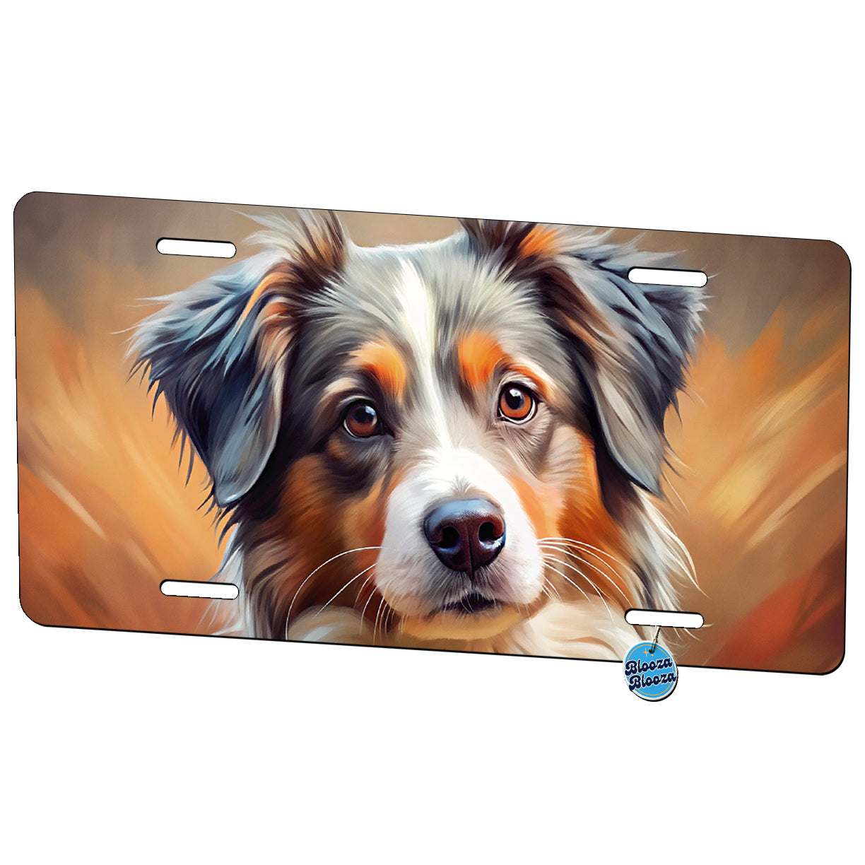 Miniature American Shepherd Dog Expressionism Art Metal Vanity Novelty Tag License Plate for Trucks Cars SUVs