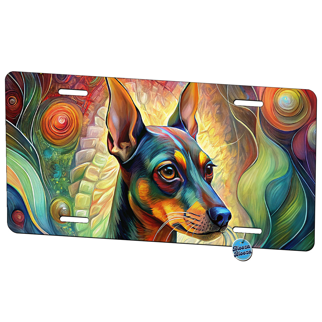 Miniature Pinscher Dog Abstract Art Metal Vanity Novelty Tag License Plate for Trucks Cars SUVs