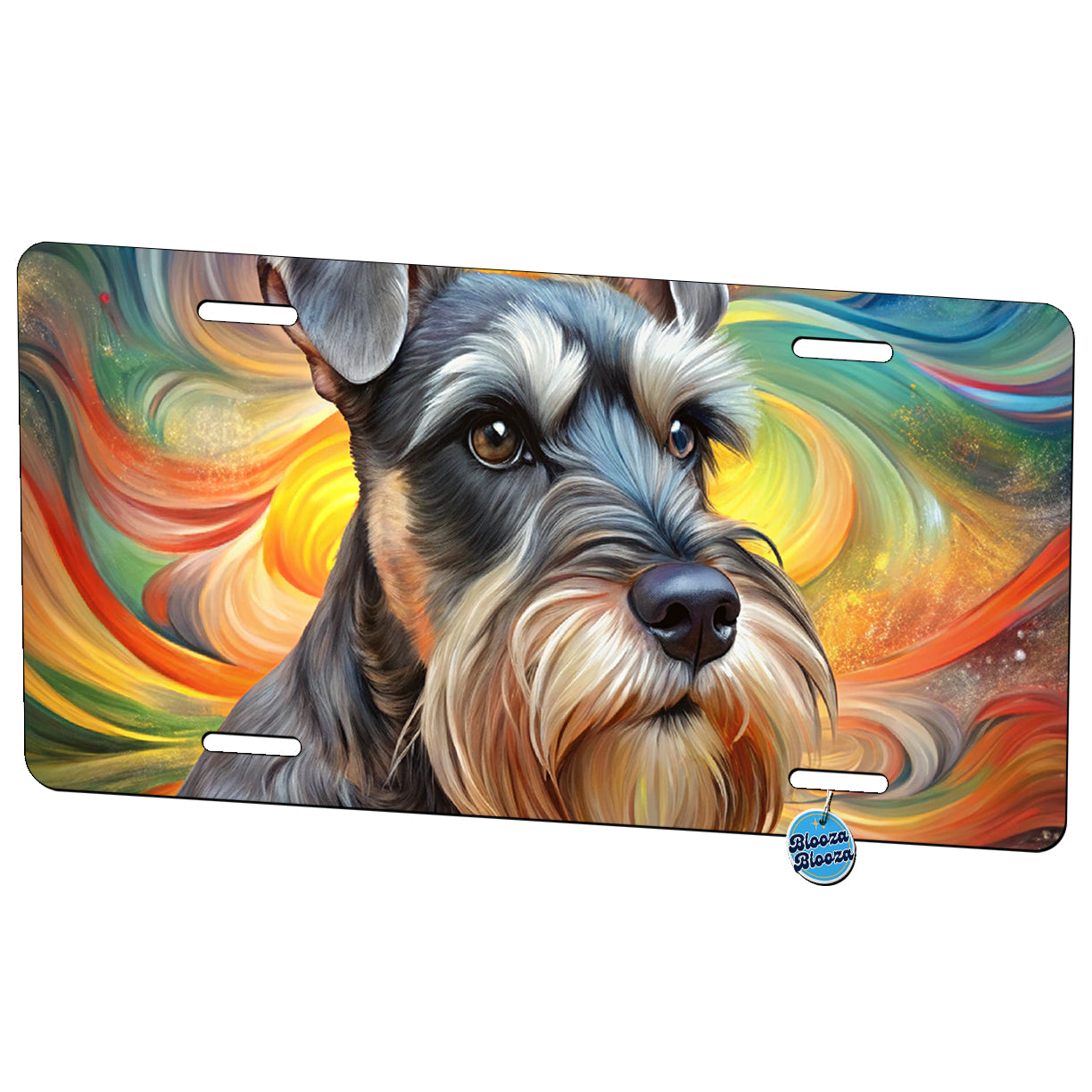 Miniature Schnauzer Dog Abstract Art Metal Vanity Novelty Tag License Plate for Trucks Cars SUVs