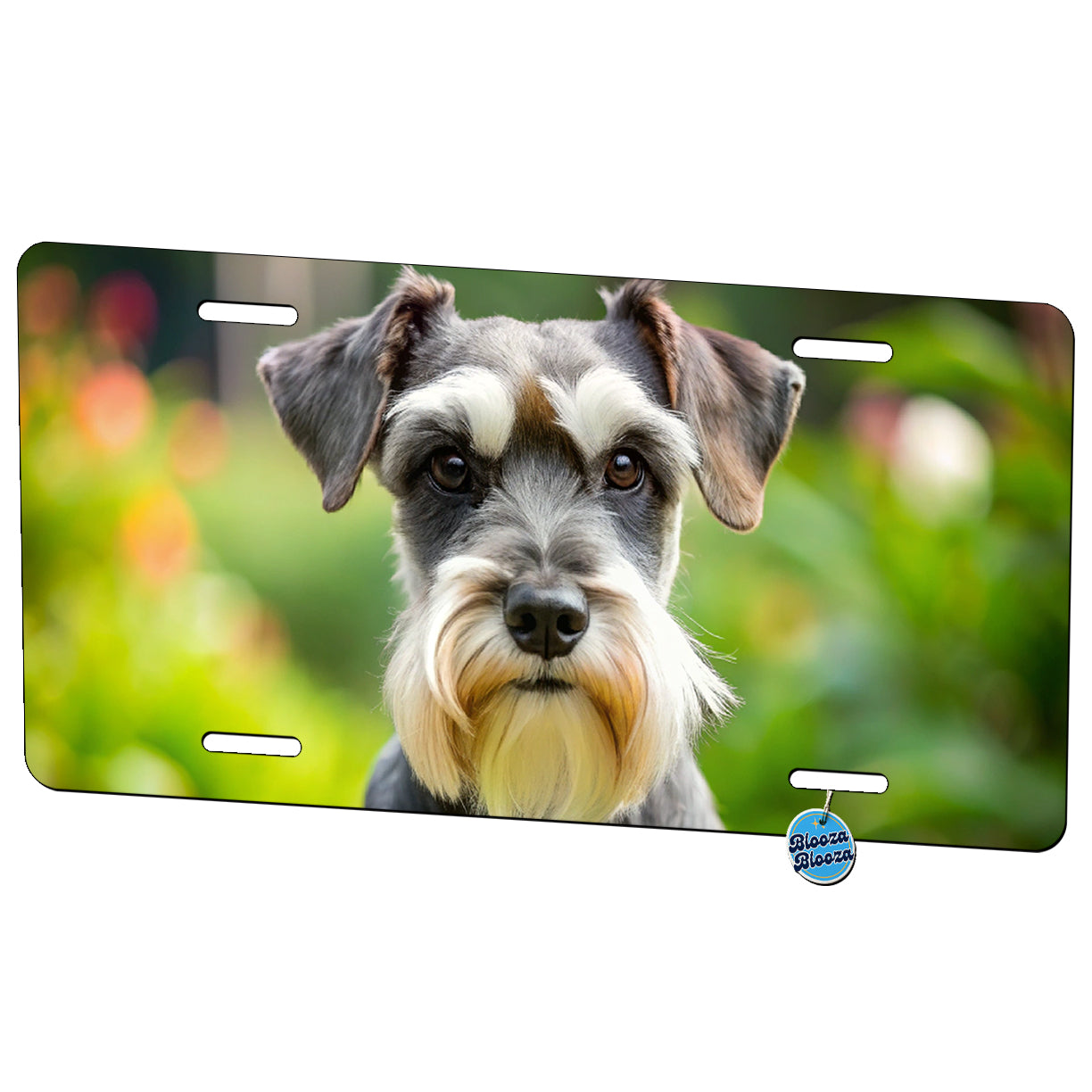 Miniature Schnauzer Dog Photo Metal Vanity Novelty Tag License Plate for Trucks Cars SUVs