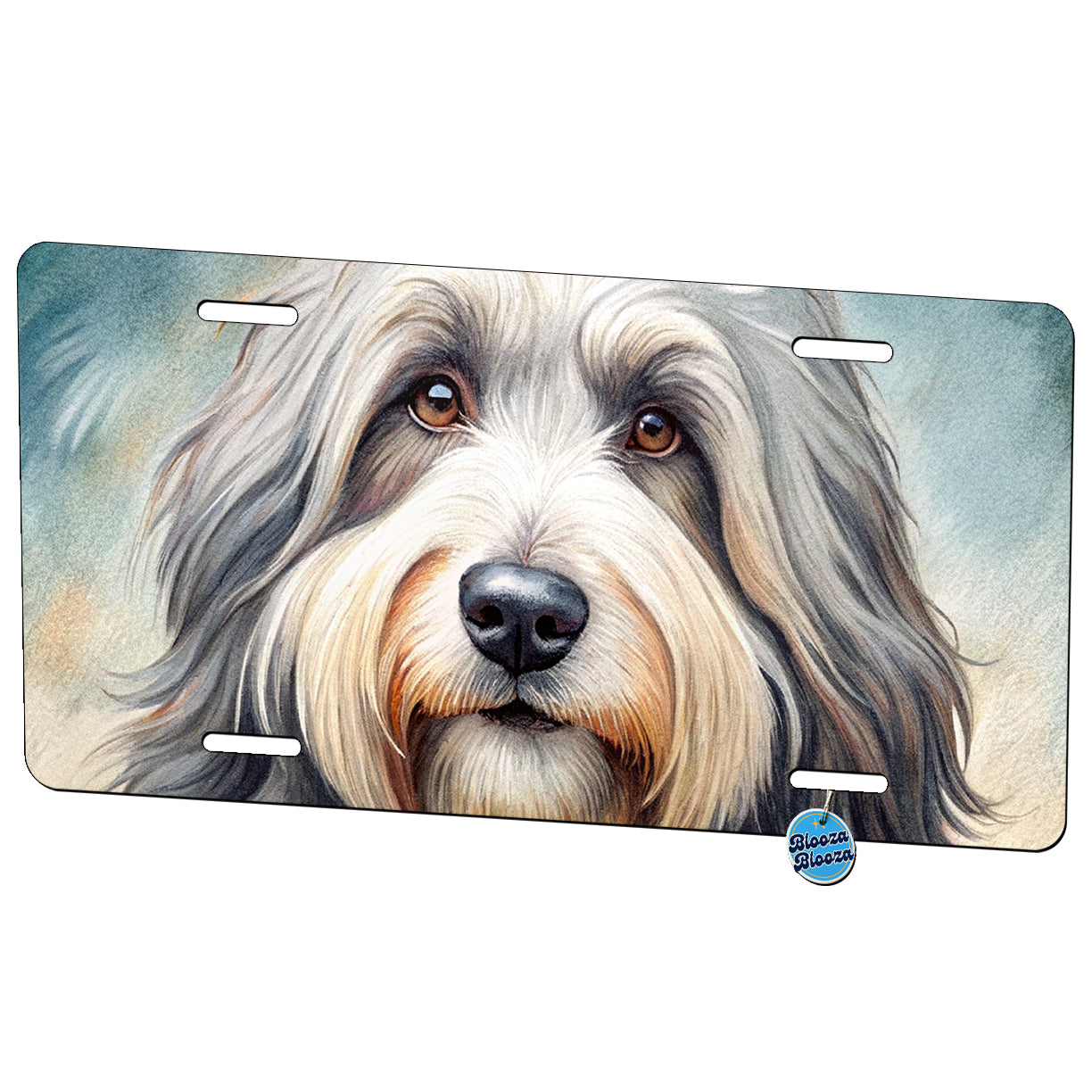 Old English Sheepdog Dog Illustration Metal Vanity Novelty Tag License Plate for Trucks Cars SUVs