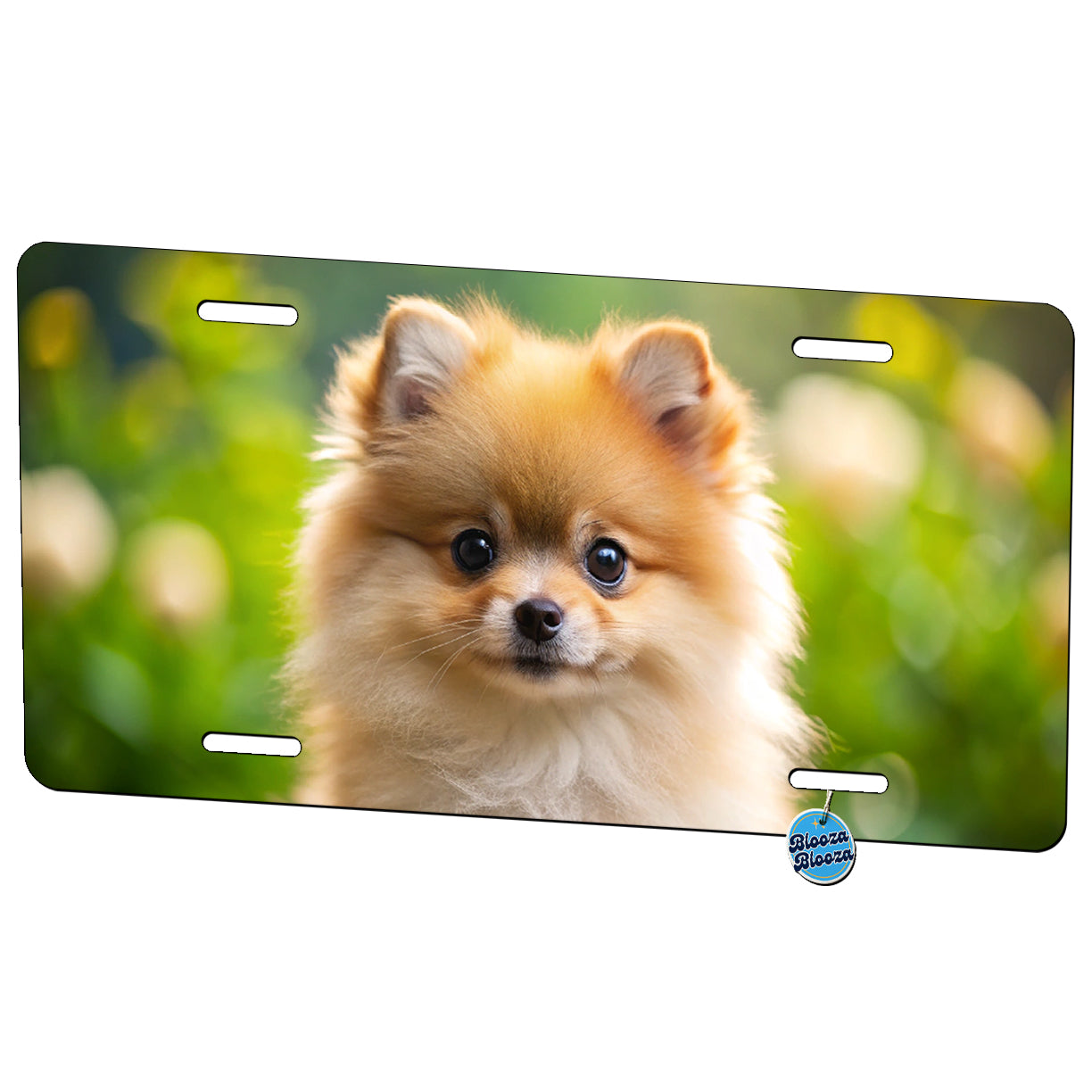 Pomeranian Dog Puppy Photo Metal Vanity Novelty Tag License Plate for Trucks Cars SUVs
