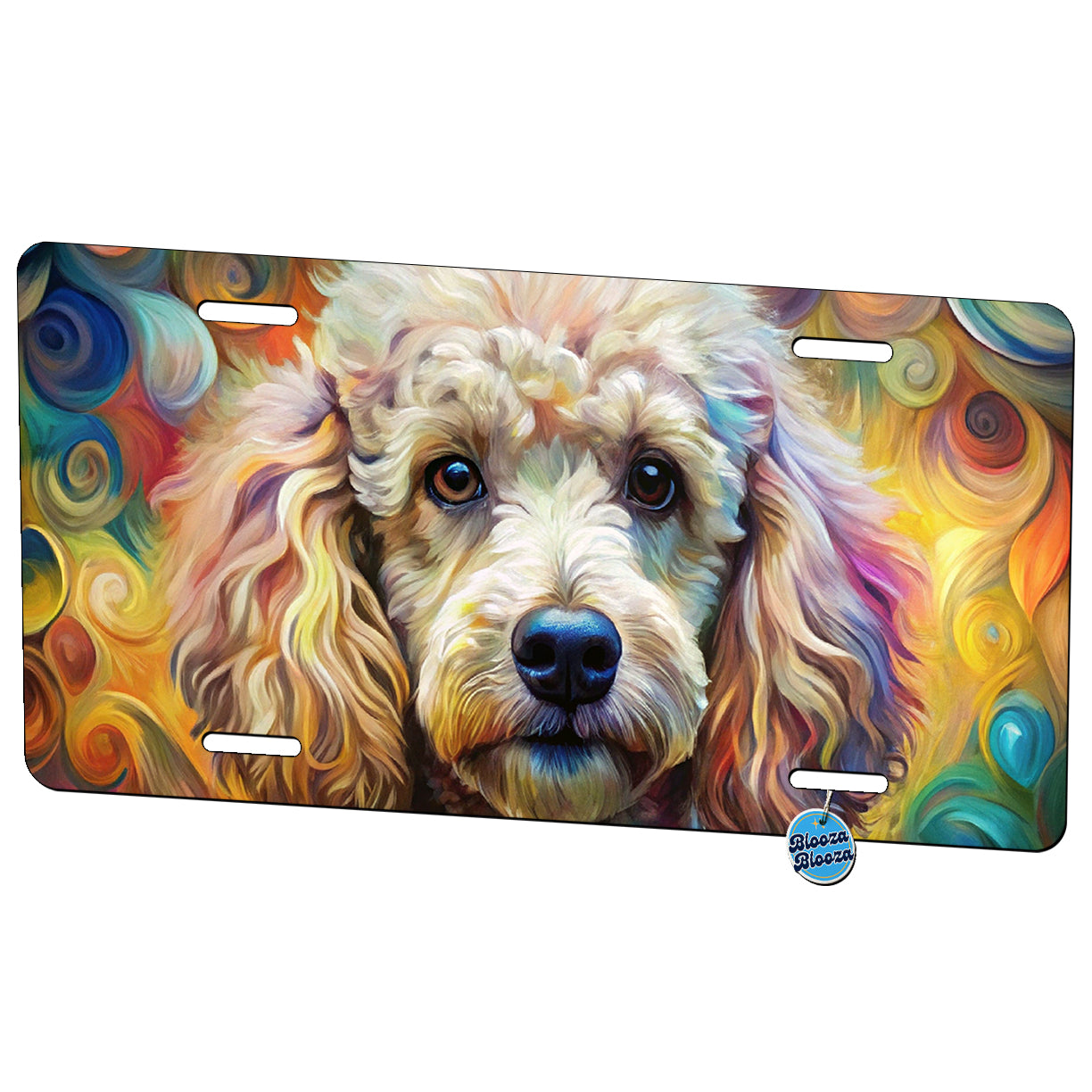 Poodle Dog Abstract Art Metal Vanity Novelty Tag License Plate for Trucks Cars SUVs