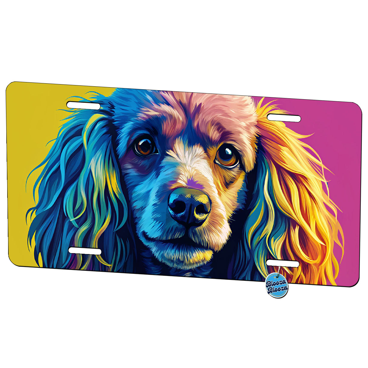 Poodle Dog Pop Art Metal Vanity Novelty Tag License Plate for Trucks Cars SUVs